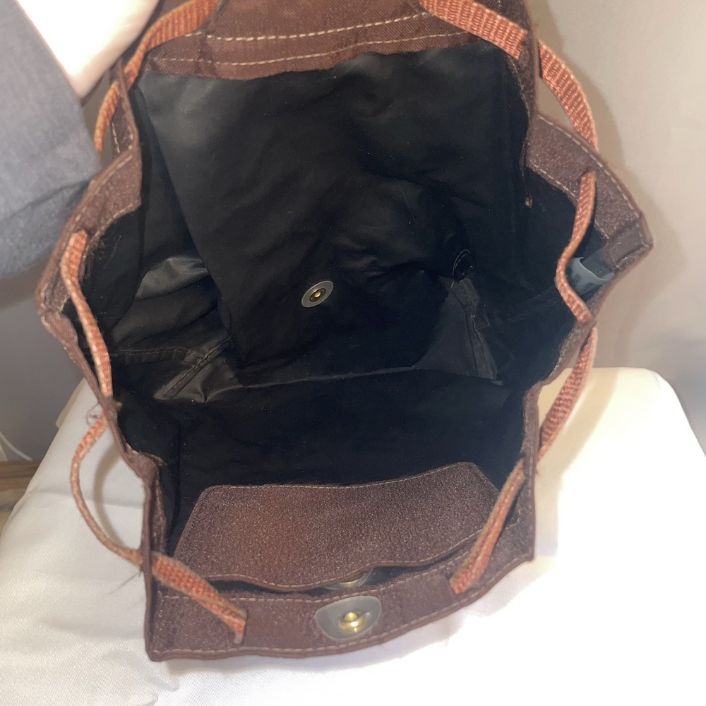 Longchamp Brown Nylon & Leather Backpack Tote - Picture 14 of 16